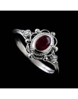 Bague Ringen Vintage Design tajski srebrny Fine Jewelry owalne kamienie szlachetne S925 pierścionki dla kobiet Ruby ametyst kobi