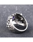 Bague Ringen 2019 Vintage 100% 925 Sterling Silver biżuteria naturalny fioletowy ametyst pierścienie z kamieniami szlachetnymi d