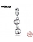 WOSTU moda 925 srebro hantle Fitness Charms Fit oryginalna bransoletka wisiorek koraliki kobiety naszyjnik diy biżuteria CQC1340