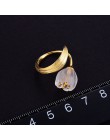 Lotus Fun prawdziwe 925 srebro 18k złoty pierścień naturalny kryształ Handmade Fine Jewelry lilia doliny pierścienie kwiatowe dl