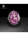 Bague Ringen w owalnym kształcie różowy fioletowy niebieski opal srebrny 925 biżuteria Gemstones pierścień dla kobiet Vingate ak