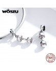 WOSTU moda 925 srebro hantle Fitness Charms Fit oryginalna bransoletka wisiorek koraliki kobiety naszyjnik diy biżuteria CQC1340