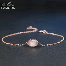 LAMOON Rose bransoletka kwarcowa dla kobiet kamień bransoletka ze srebra próby 925 18K Rose pozłacane Fine Jewelry Simple Style 