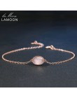 LAMOON Rose bransoletka kwarcowa dla kobiet kamień bransoletka ze srebra próby 925 18K Rose pozłacane Fine Jewelry Simple Style 