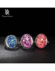 Bague Ringen w owalnym kształcie różowy fioletowy niebieski opal srebrny 925 biżuteria Gemstones pierścień dla kobiet Vingate ak