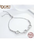 BAMOER New Arrival oryginalna 925 Sterling Silver luksusowe okrągły niebieski oczy czysta cyrkonia kryształ bransoletka tenisowa