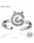 Jellystory Fashion 925 srebro pierścionki z kamień cyrkonowy dla kobiet w kształcie kota otwarty pierścionek Fine Jewelry Weddin