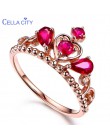 Cellacity Ruby Silver 925 pierścionek dla kobiet klasyczna korona królowej Lady Fine Jewelry przyjęcie zaręczynowe prezent hurto