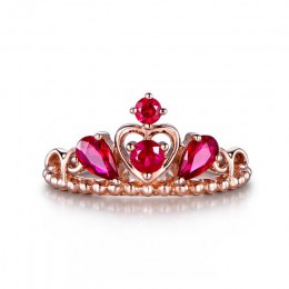 Cellacity Ruby Silver 925 pierścionek dla kobiet klasyczna korona królowej Lady Fine Jewelry przyjęcie zaręczynowe prezent hurto