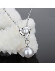 Elegancka moda 925 Sterling Silver Chain podwójny naszyjnik z pereł cyrkonia naszyjniki z kryształem dla kobiet dziewczyna biżut