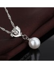 Elegancka moda 925 Sterling Silver Chain podwójny naszyjnik z pereł cyrkonia naszyjniki z kryształem dla kobiet dziewczyna biżut