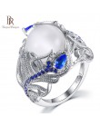 Bague Ringen nowa gorący styl 925 Sterling Silver biżuteria dla kobiet kamień księżycowy Sapphire kwiatowy pierścień Size6, 7,8,