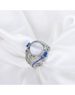 Bague Ringen nowa gorący styl 925 Sterling Silver biżuteria dla kobiet kamień księżycowy Sapphire kwiatowy pierścień Size6, 7,8,