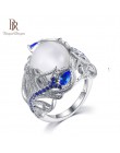 Bague Ringen nowa gorący styl 925 Sterling Silver biżuteria dla kobiet kamień księżycowy Sapphire kwiatowy pierścień Size6, 7,8,