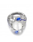 Bague Ringen nowa gorący styl 925 Sterling Silver biżuteria dla kobiet kamień księżycowy Sapphire kwiatowy pierścień Size6, 7,8,