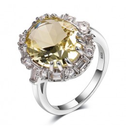 Nasiya utworzono cytrynowe pierścienie z kamieniami szlachetnymi dla kobiet prawdziwe 925 srebro biżuteria pierścionek rocznica 