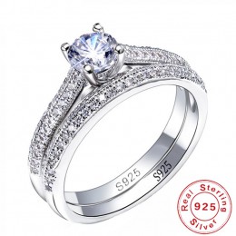 100% 925 srebro pierścionki dla kobiet podwójna prosta konstrukcja pierścień Bijoux Femme biżuteria ślubna dla nowożeńców akceso