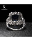 Bague Ringen Palace wytłaczany wzór pierścień dla kobiet geometria szafirowe srebro 925 biżuteria 9*12mm kamień elegancki Temper