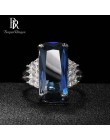 Bague Ringen moda srebro 925 biżuteria prostokąt kamienie szlachetne pierścień dla kobiet geometria Sapphire księżniczka Party b