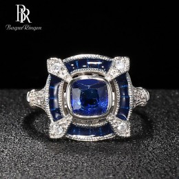 Bague Ringen geometria srebro 925 biżuteria delikatne kamienie szlachetne pierścień dla kobiet plac Sapphire luksusowy prezent ś