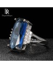 Bague Ringen moda srebro 925 biżuteria prostokąt kamienie szlachetne pierścień dla kobiet geometria Sapphire księżniczka Party b