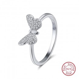 Rinntin 925 srebro kobiety pierścień wzór motyl z AAA błyszczące cyrkon kobiet s925 pierścionki Fine Jewelry TSR59