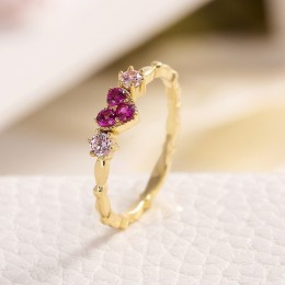 Cellacity ze srebra próby 925 biżuteria pierścień z kształt serca czerwony korund kamień szlachetny luksusowa doskonała biżuteri