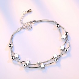 100% prawdziwa czysta 925 srebro koraliki łańcuch pole Cube Charms bransoletki dla kobiet oświadczenie biżuteria Bijoux
