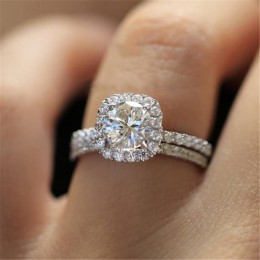 925 Sterling srebrny diament blisko zestaw pierścieni dla kobiet 2 karaty kamień srebrny s925 biżuteria kamień bague diamant dia