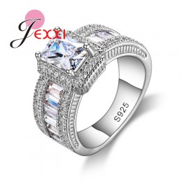 Marka moda obrączki ślubne dla kobiet i mężczyzn 925 Sterling Silver CZ kryształowy palec pierścień najwyższej jakości