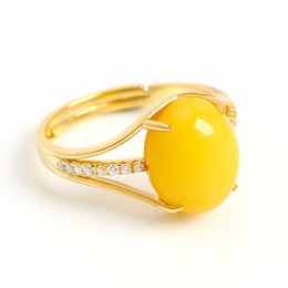Bague Ringen 925 pierścionki srebrne dla kobiet Fine Jewelry Natural Yellow Amber Ring regulowany rozmiar prezent zaręczynowy śl