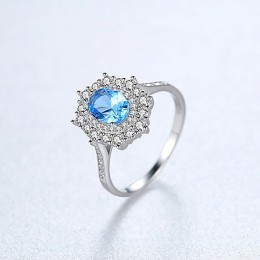 Jellystory Oval utworzono niebieski szafir pierścień 925 srebro pierścionki dla kobiet wesela zaręczyny biżuteria rocznica kamie