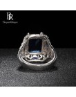 Bague Ringen luksusowy design srebro 925 biżuteria 9*12mm kamienie szlachetne pierścień dla kobiet geometria Sapphire zaręczyny 