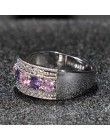 Cellacity luksusowe srebro 925 biżuteria kamienie pierścień dla kobiet ametyst proszek kryształ cyrkon Trendy kobiet prezent Par