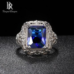 Bague Ringen luksusowy design srebro 925 biżuteria 9*12mm kamienie szlachetne pierścień dla kobiet geometria Sapphire zaręczyny 