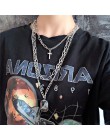 KMVEXO wielowarstwowe łańcuchy Punk krzyż naszyjnik para moda ulica Hip Hop geometryczny wisiorek metalowy naszyjniki dla kobiet