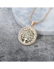 Gorące drzewo życia kryształowy okrągły mały naszyjnik złoto srebro kolory Bijoux Collier eleganckie kobiety biżuteria prezenty 