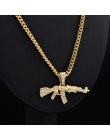 Moda Punk hip-hop kobiety mężczyźni pistolet kształt wisiorek łańcuszek z kryształami górskimi naszyjnik kreatywne naszyjniki bi