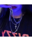 HUANZHI 2019 nowa osobowość krzyż kwadratowy Metal wielowarstwowe Hip hop długi łańcuch fajne prosty naszyjnik dla kobiet mężczy
