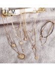 17KM Vintage Gold okrągłe naszyjniki monety naszyjniki dla kobiet dziewczyna długi wisiorek w kształcie monety i naszyjnik 2019 