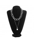 Dwuwarstwowa blokada łańcuszka naszyjnik grunge punk 90s link Chain srebrny kolor kłódka naszyjnik kobiety estetyczna biżuteria 