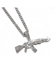 Moda Punk hip-hop kobiety mężczyźni pistolet kształt wisiorek łańcuszek z kryształami górskimi naszyjnik kreatywne naszyjniki bi