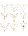 17KM Vintage złoty portret monety perła wisiorek naszyjniki dla kobiet moda w stylu bohema Muklltilayer długi naszyjnik z pereł 