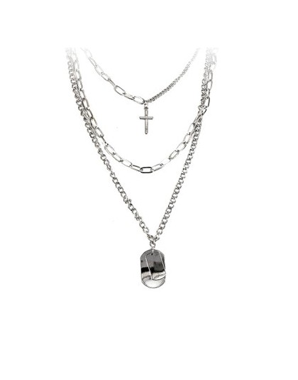 AOMU Girl Gift metal srebrny wisiorki krzyżowe naszyjnik dla kobiet mężczyzn biżuteria dla zakochanych geometryczny prostokąt ła