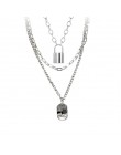 AOMU Girl Gift metal srebrny wisiorki krzyżowe naszyjnik dla kobiet mężczyzn biżuteria dla zakochanych geometryczny prostokąt ła