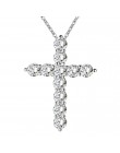 Srebrny kolorowy naszyjnik biżuteria kobiety moda ślubna krzyż CZ kryształ cyrkon kamień naszyjnik prezent na boże narodzenie n2
