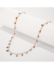 Tocona moda złoty naszyjnik dla kobiet uroczy kolorowy kamień łańcuch Chockers Handmade Party biżuteria hurtowych collares B3120