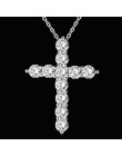Srebrny kolorowy naszyjnik biżuteria kobiety moda ślubna krzyż CZ kryształ cyrkon kamień naszyjnik prezent na boże narodzenie n2