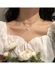 2020 dwuwarstwowy łańcuch złoty srebrny moda Choker śliczne romantyczne kobiety perła wisiorek naszyjnik dziewczyna biżuteria ko