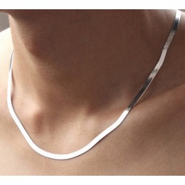 Anenjery 925 sterling silver naszyjnik Unisex płaskie wąż Link Chain karabińczyk collares naszyjniki dla kobiet mężczyzn S-N21